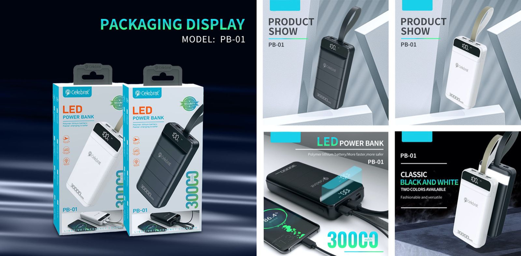 POWER BANK CELEBRAT PB-01 30000 MAH