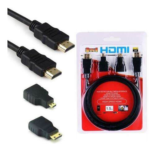 Cable HDMI a HDMI Mini HDMI y Micro HDMI 3 en 1 HDTV