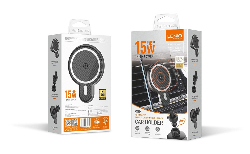 CAR HOLDER LDNIO MA20-1 MAGNETIC WIRELESS CHARGING 15W