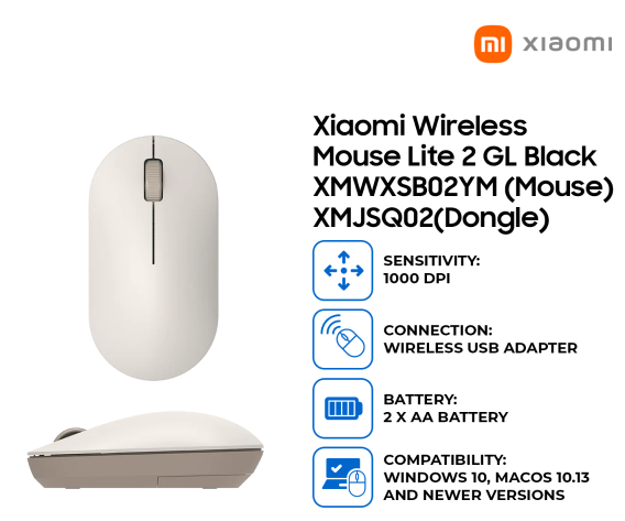 XIAOMI WIRELESS MOUSE LITE 2 - BLANCO