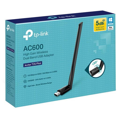 TP-LINK AC600 HIGH GAIN WIRELESS DUAL BAND USB ADAPTER ARCHER T2U PLUS