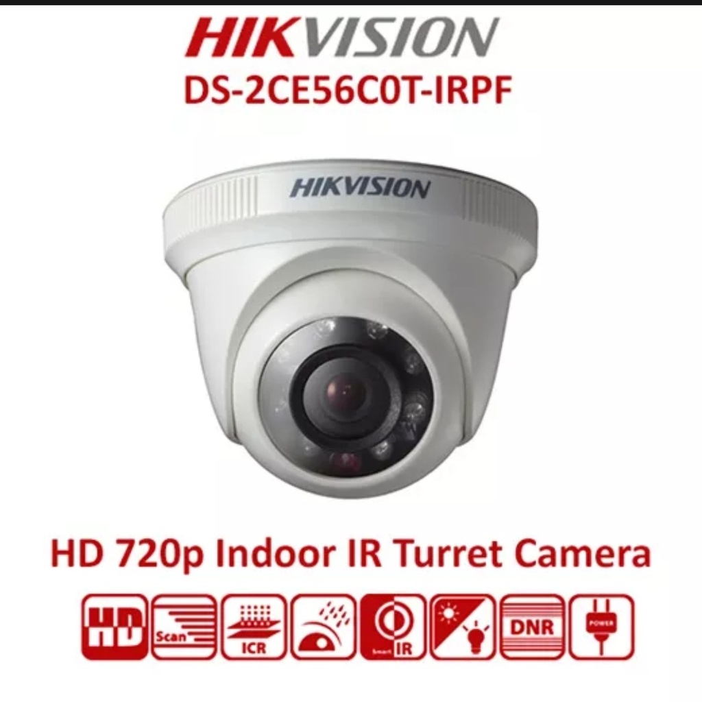 CAMARA / HIKVISION TURRET CAM DS-2CE56C0T-IRPF 720P PLASTIC