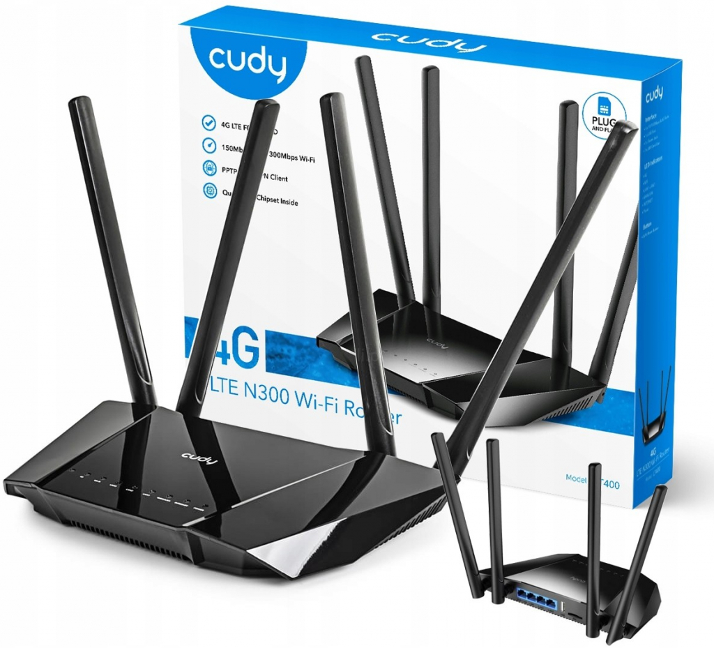 CUDY N300 WIFI ROUTER / LT400 4G LTE COMPATIBLE, 150Mbps LTE + WIFI / PPTP/L2TP VPN CLIENT / FLEXIBLE WAN/LAN PORT