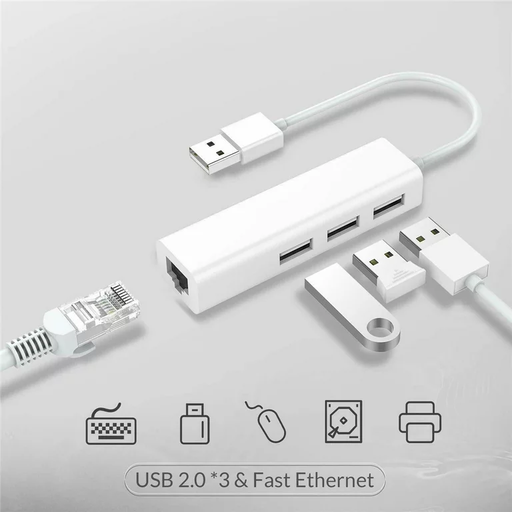 ADAPTER USB 3 PORT HUB FAST ETHERNET