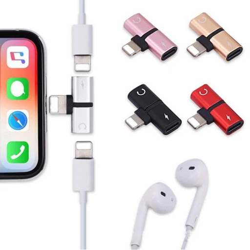 ADAPTADOR 2 en 1 PARA AURICULAR Y CARGA DE IPHONE