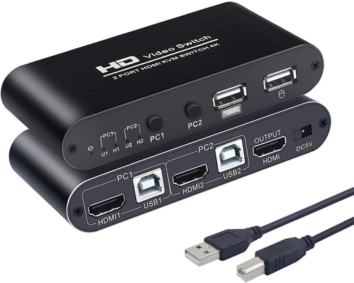 HDMI KVM SWITCH 2 PORT / HDMI 2X1 SWITCH + USB KVM